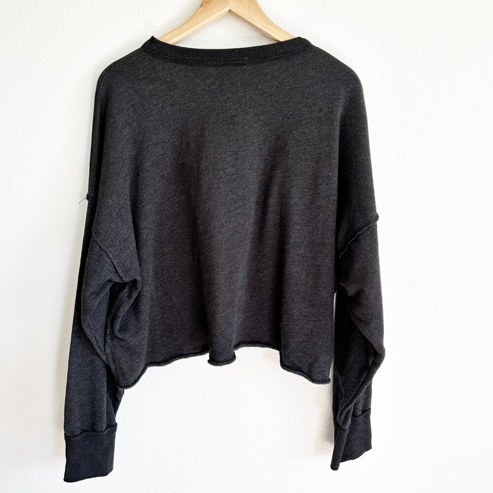 NWOT Free People Movement Sweatshirt XS Charcoal Gray Crop Boxy - Picture 6 of 10